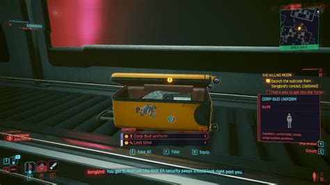 Cyberpunk the killing moon suitcase - Killing Moon luggage bug? Xbox Series X. V2.02. It seems that the luggage I need to unlock is on the opposite side of the security terminal and doesn't come through to the baggage claim on the other side. I tried waiting for a long time on the entrance side to see if I could open it, but I never get prompted. 